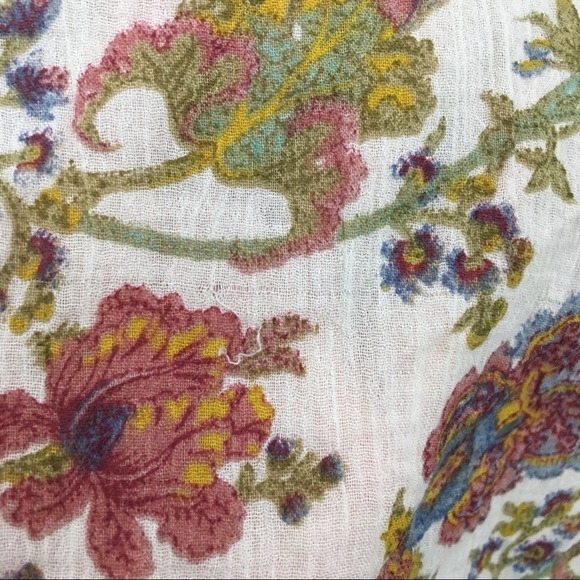 CHAPS Blouse Top Floral Peasant Elastic Scoop Neck Sheer Lightweight Size Small - Picture 9 of 10